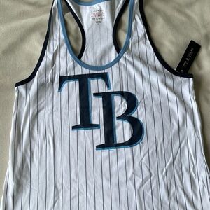 Stylish Women's White and Blue Jersey Tank Top